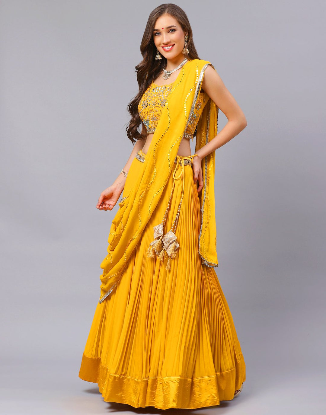 Georgette Lehenga With Mirror work Choli