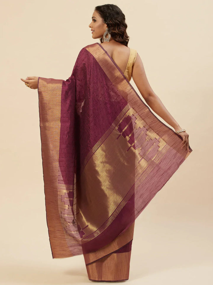 Plain Zari Border Handloom Woven Saree