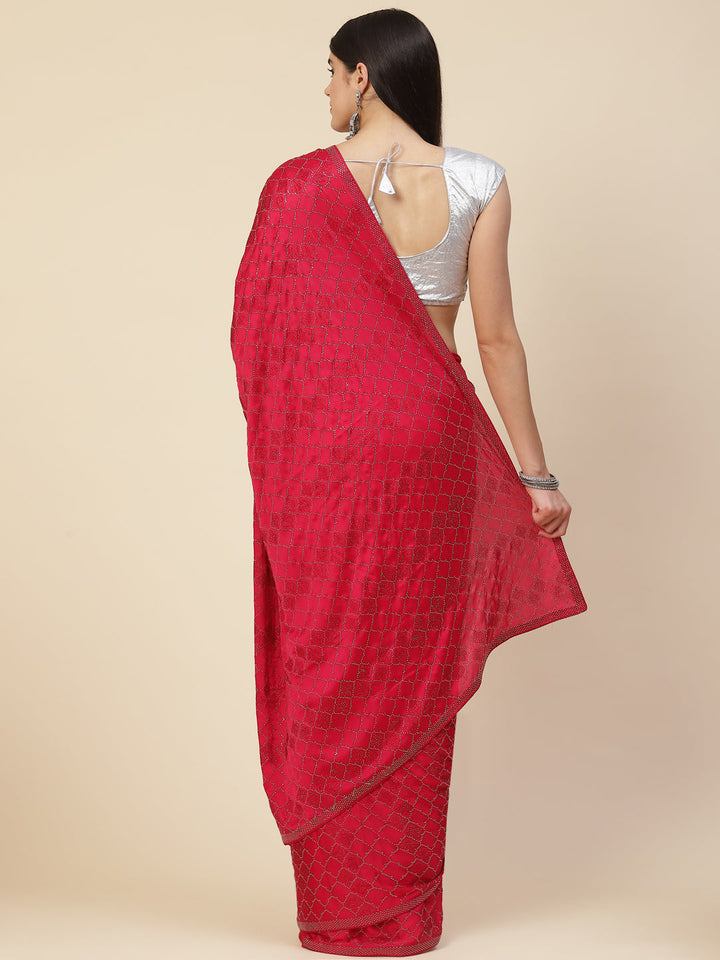 Stone Embroidered Satin Saree
