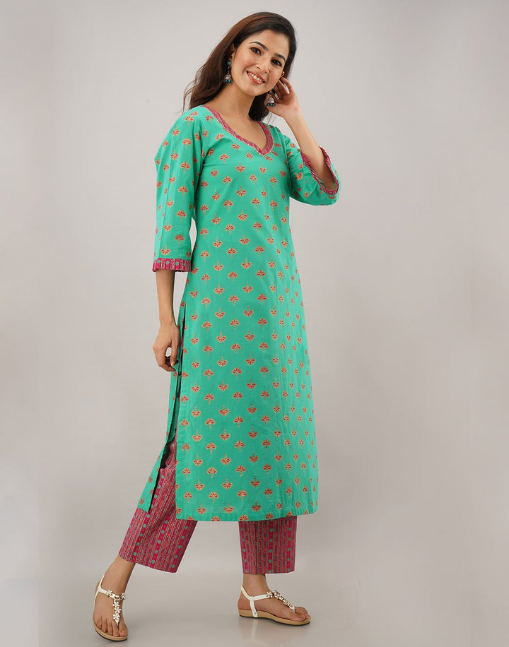Printed Cotton Kurti With Pant