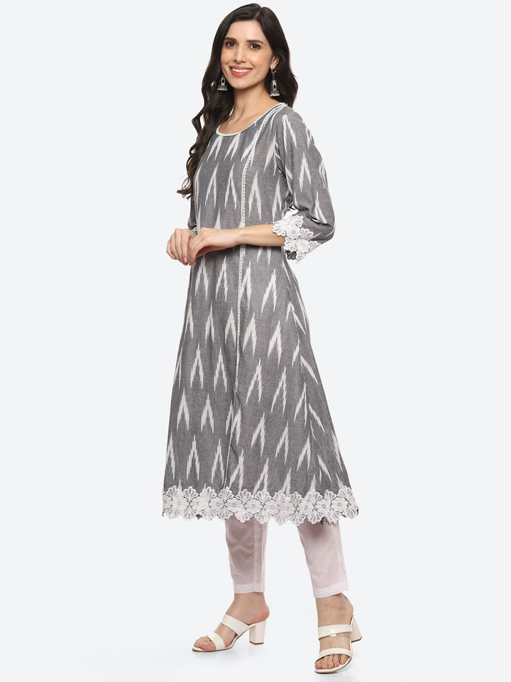 Printed Cotton Kurta With Pant