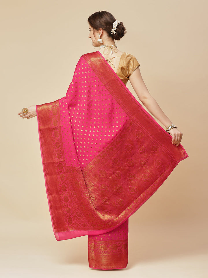 Antique Booti Chiffon Plain Saree