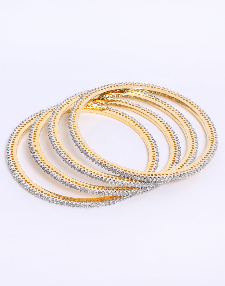 Traditional Gold Toned With White Stone Bangle Set