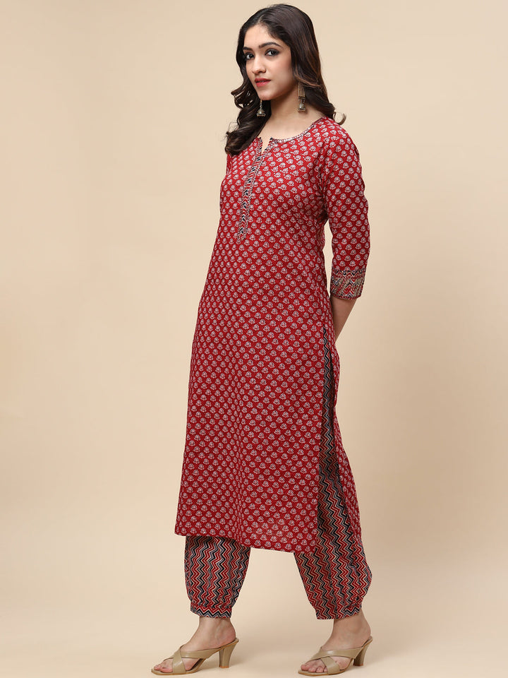 Printed Cotton Kurta With Pants