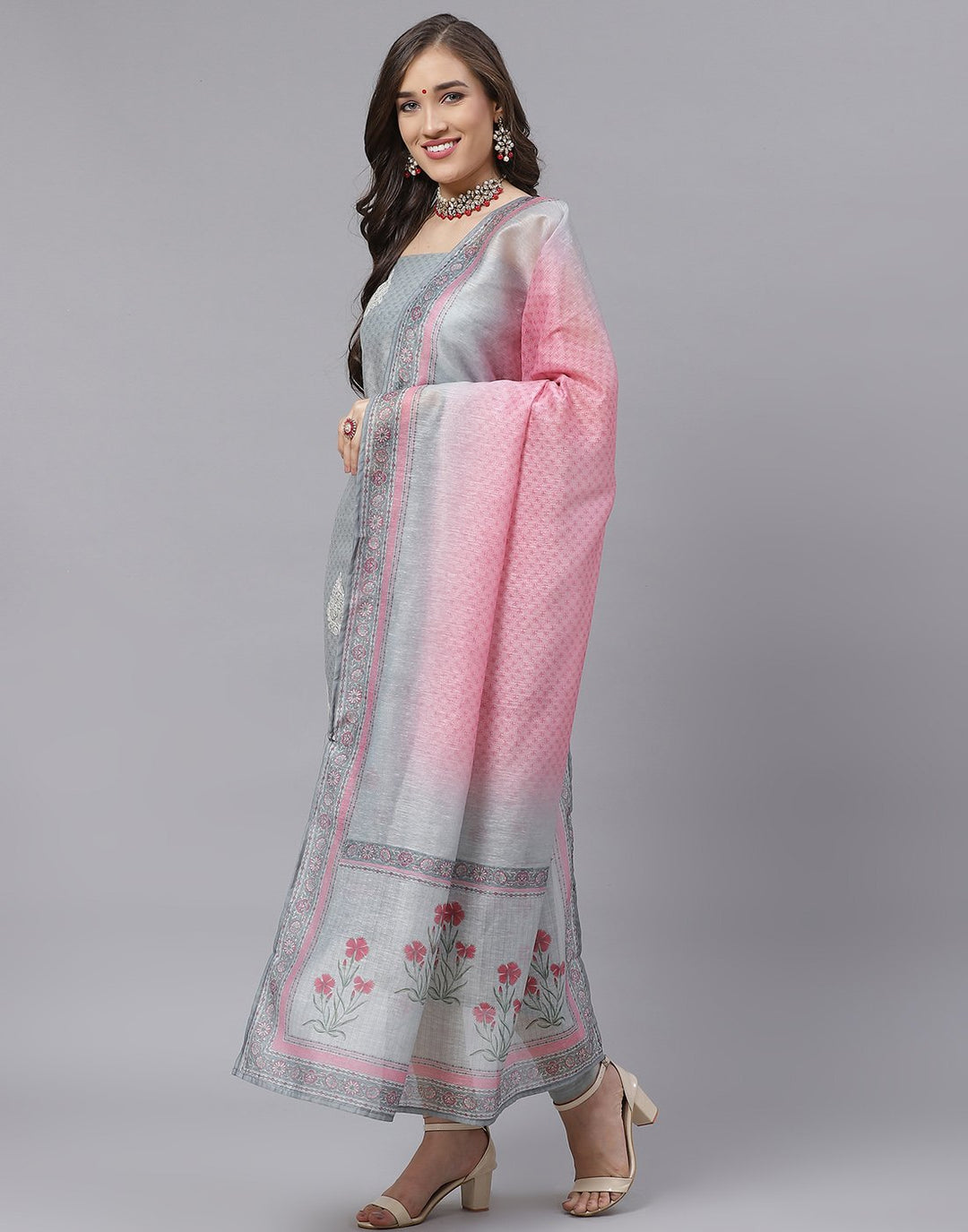 Chanderi Embroidered Suit Piece