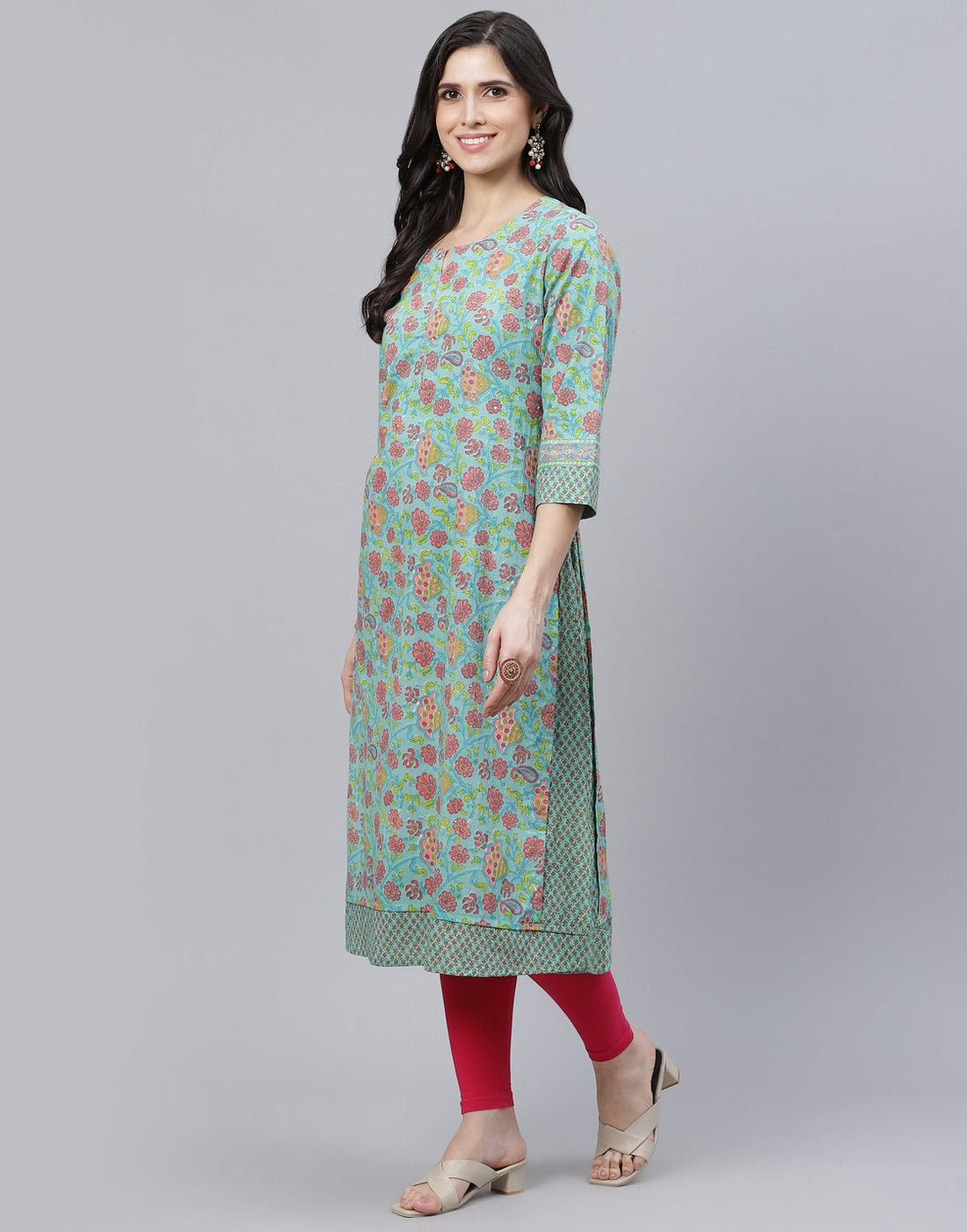Floral Print Cotton Kurti