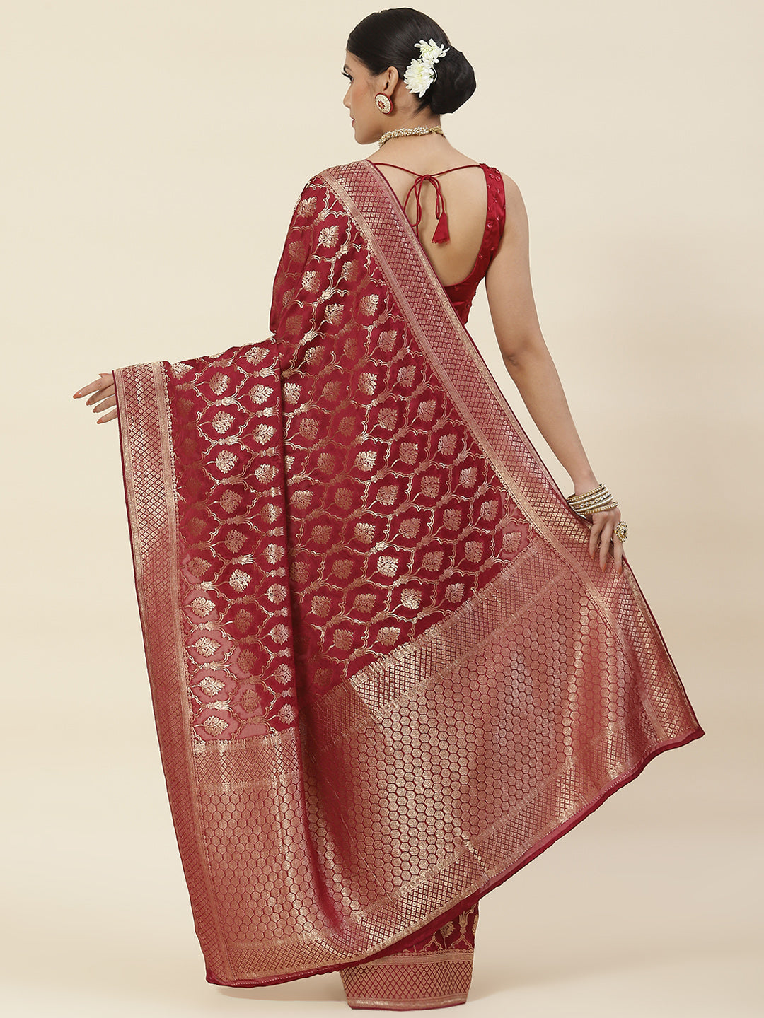 Zari Jaal Organza Woven Saree