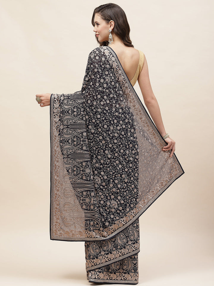 Resham Jaal Embroidery Georgette Saree