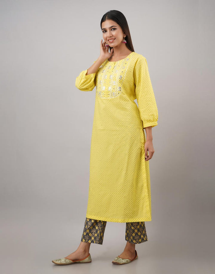 Printed Cotton Kurti With Pant