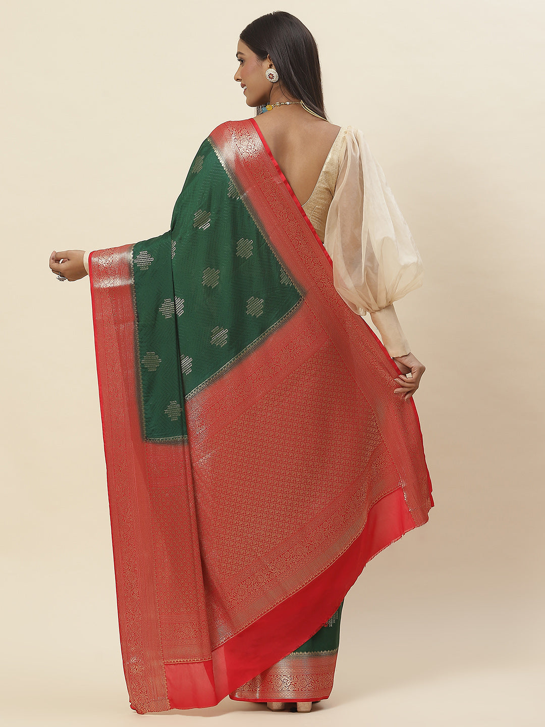 Zari Border Plain Crepe Saree