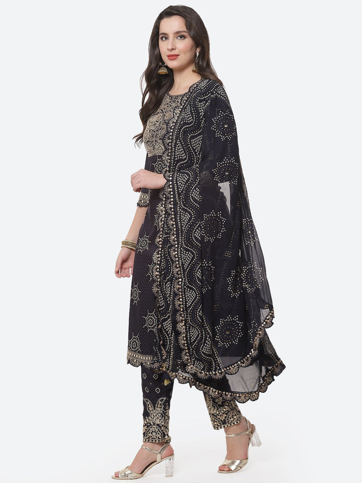 Printed Cotton Stitched Kurti With Pant And Printed Dupatta