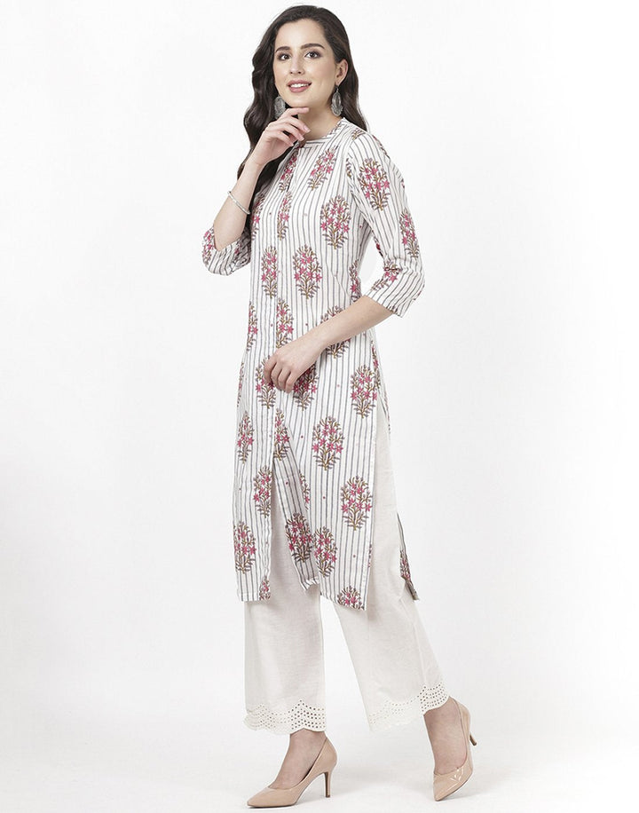 MBZ Meena Bazaar-Cream Cotton Kurti