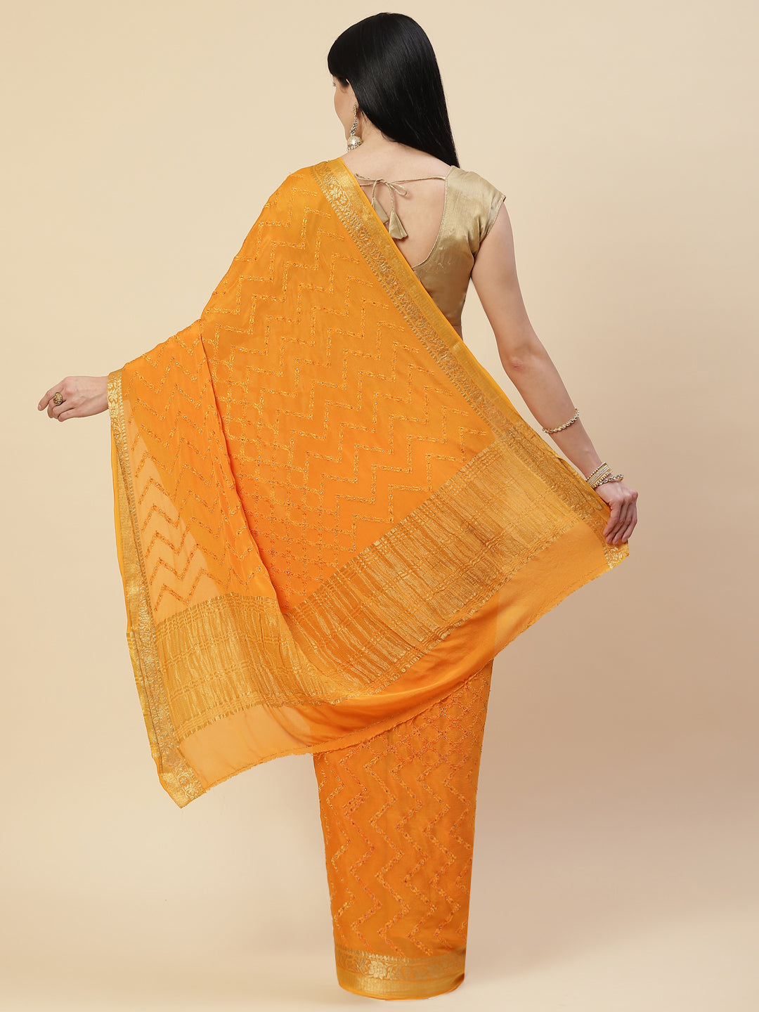 Embroidered Crepe Saree