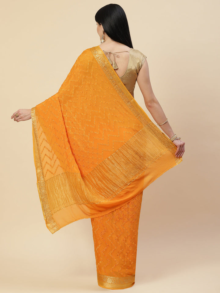 Embroidered Crepe Saree