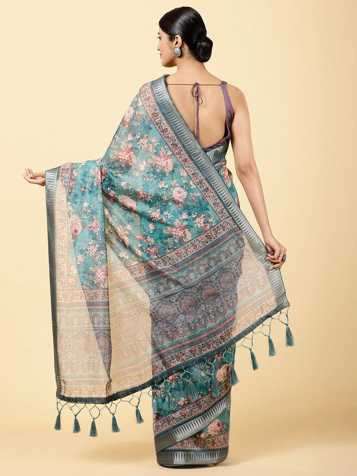 Floral Printed Cotton Saree