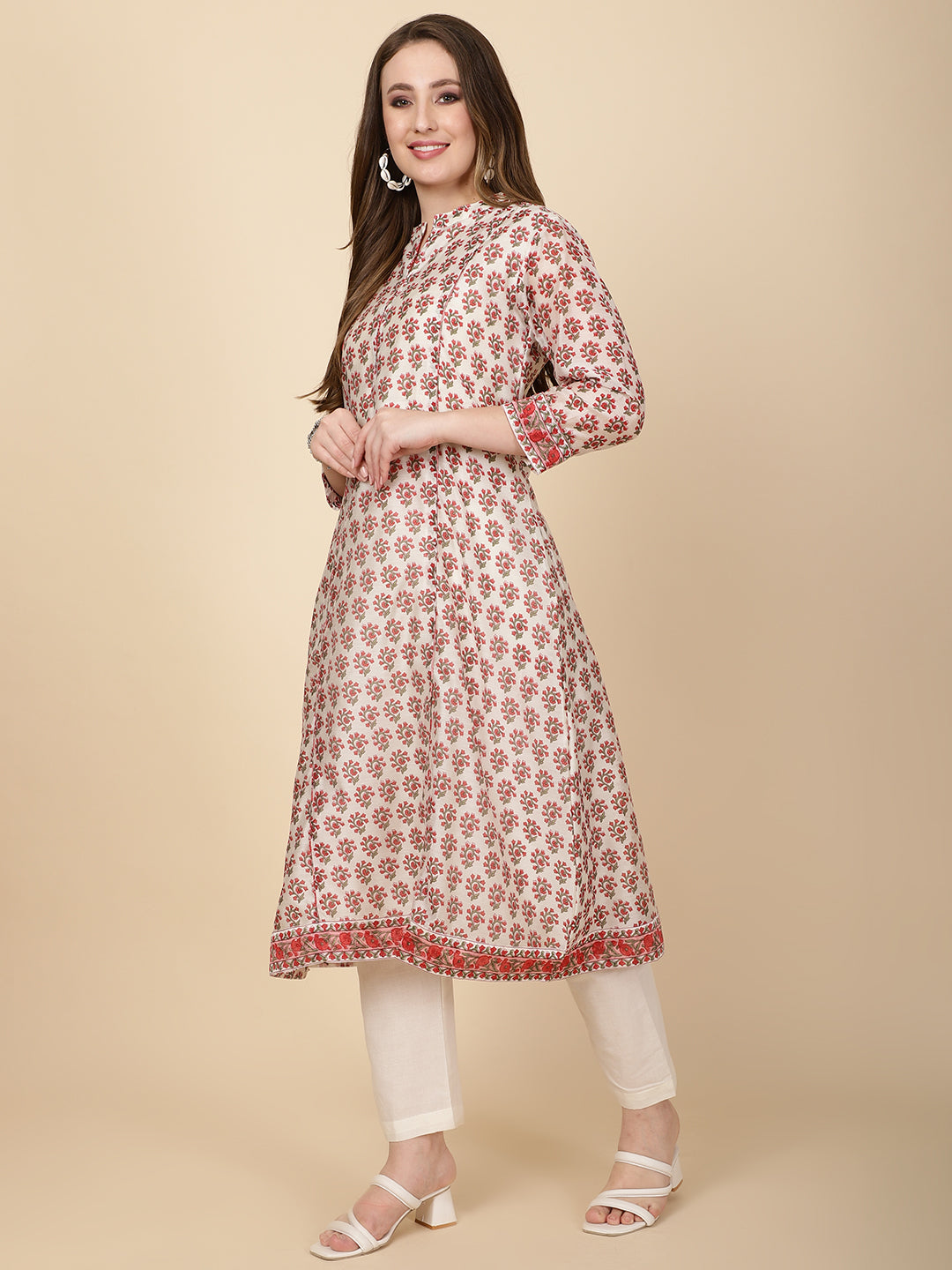 Floral Printed Cotton Kurta With Pants