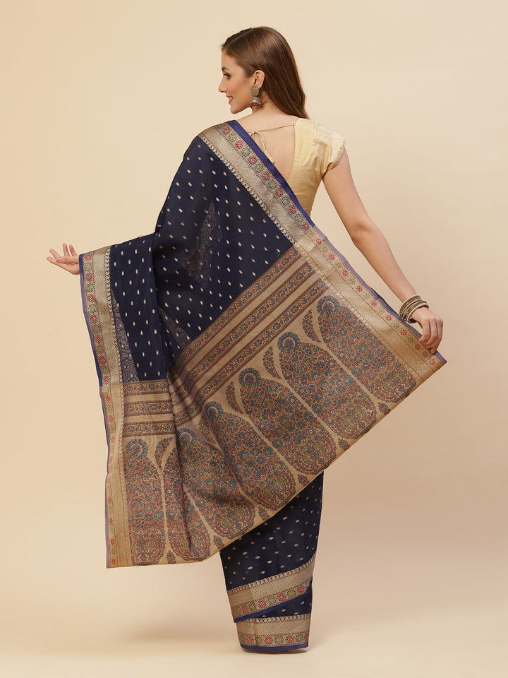 Zari Border Booti Printed Cotton Saree