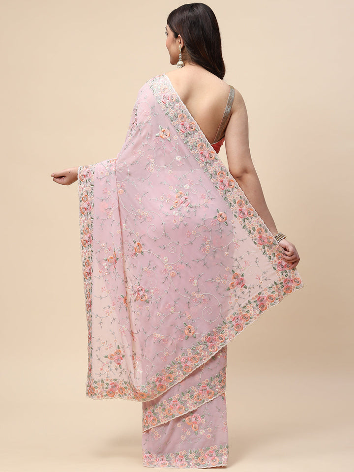 Floral Resham Jaal Embroidered Georgette Saree