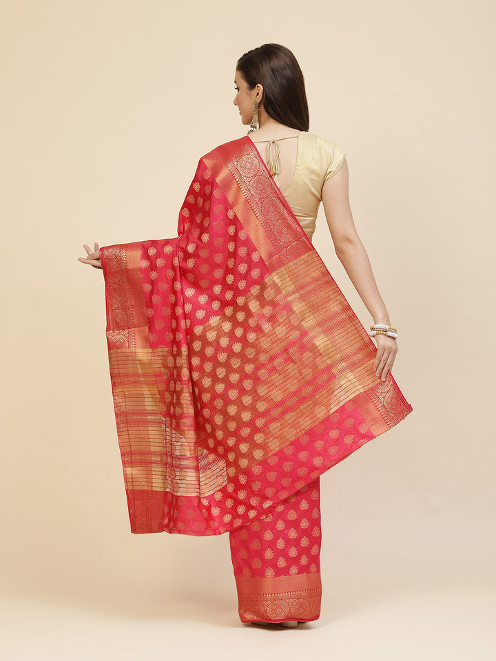 Zari Border Booti Handloom Woven Saree