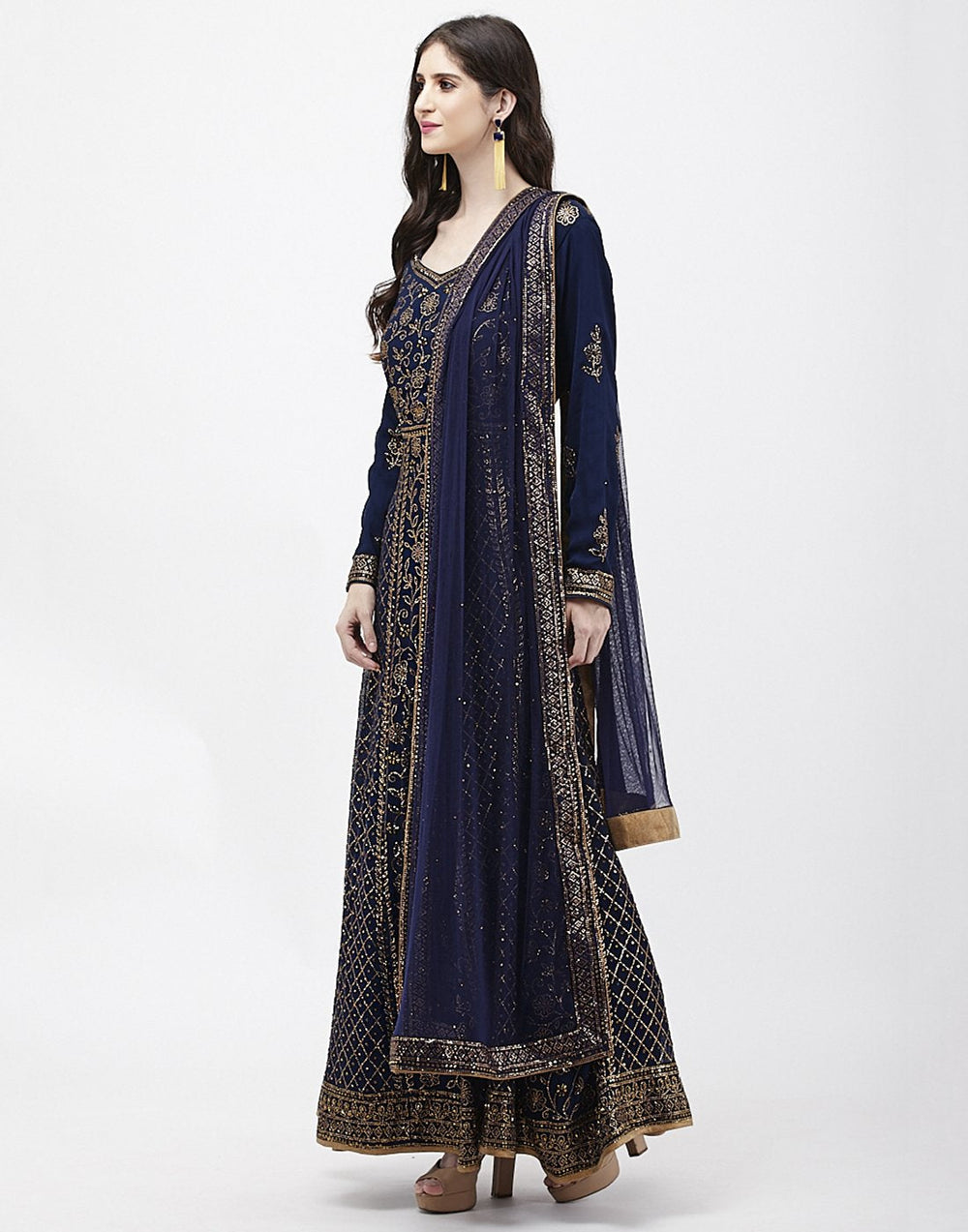MBZ Meena Bazaar-Navy Blue Art Georgette Salwar Kameez