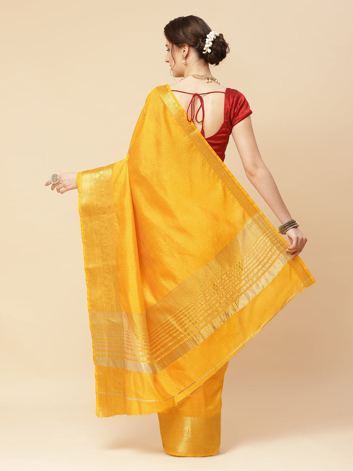 Plain Zari Border Art Handloom Woven Saree