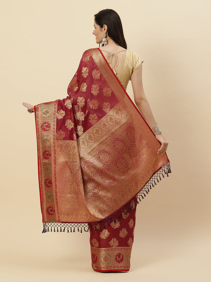 Zari Border Booti Cotton Woven Saree