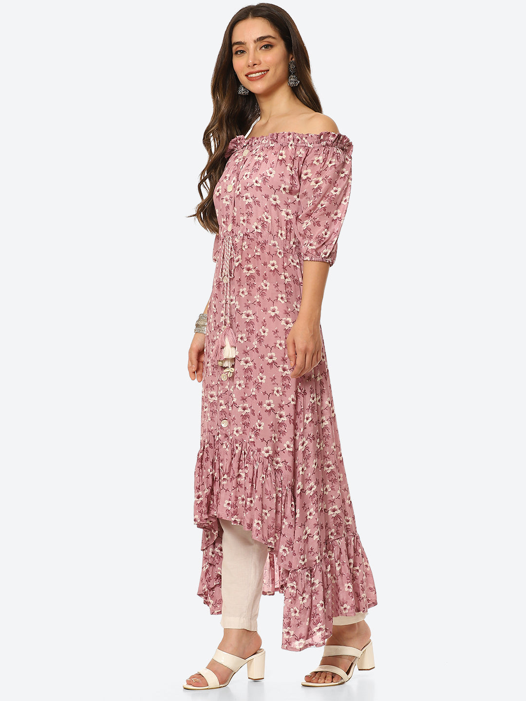 Floral Printed Muslin Kurta