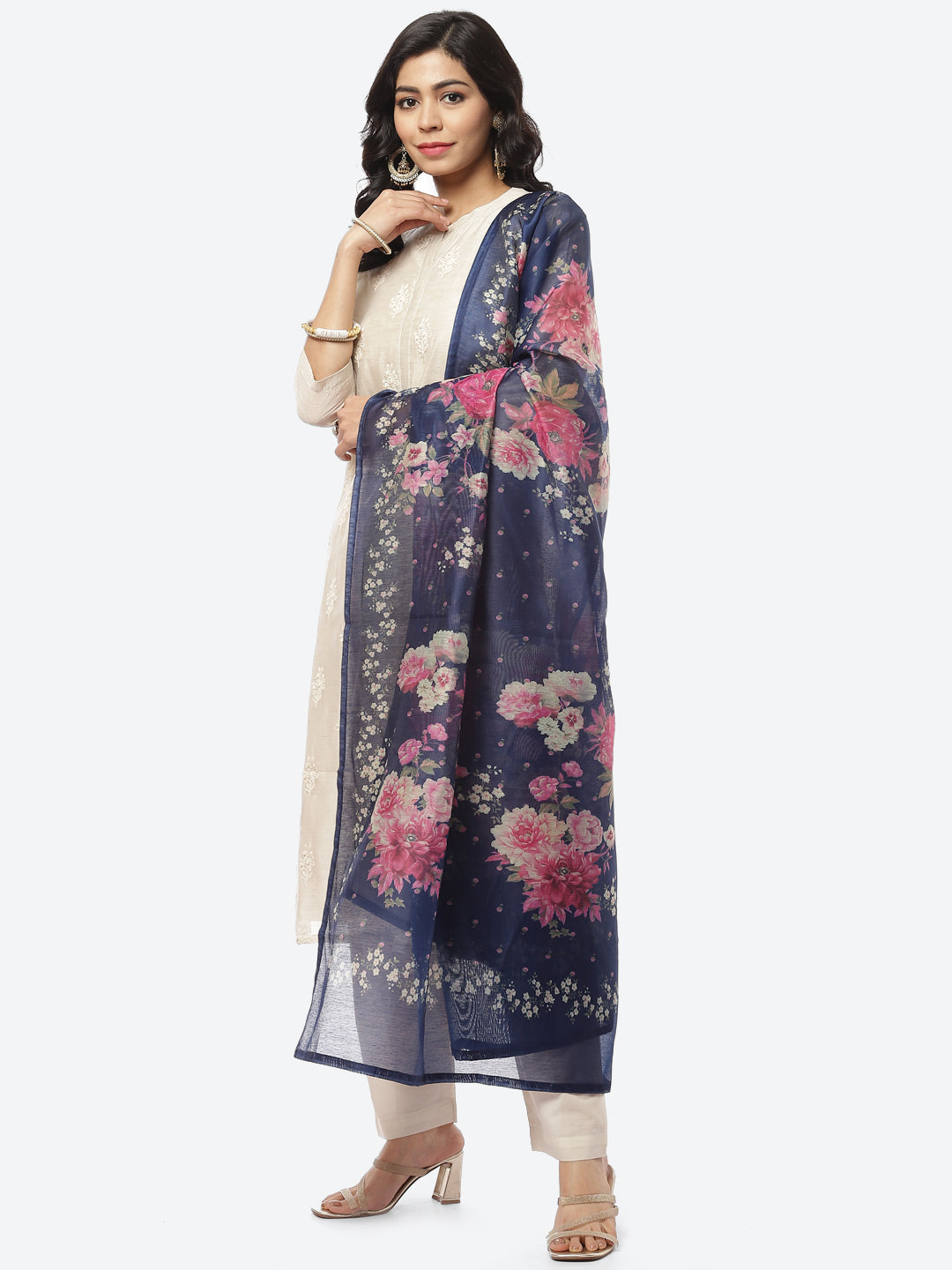 Resham Booti Cotton Stitched Salwar Kameez With Printed Cotton Dupatta