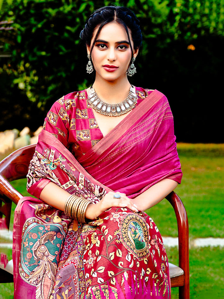 Printed Tussar Saree