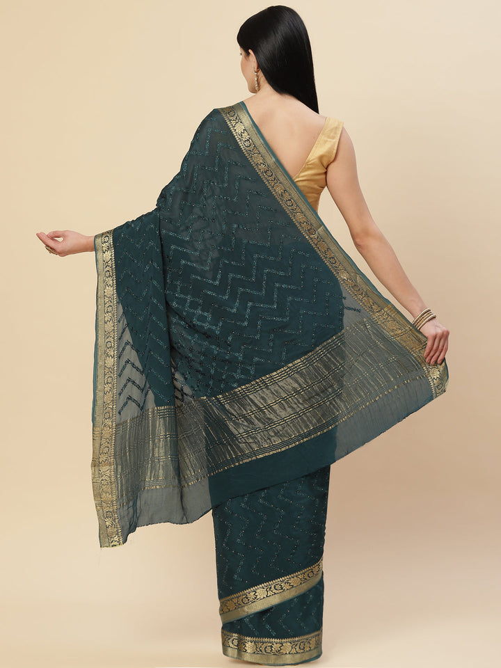 Embroidered Crepe Saree