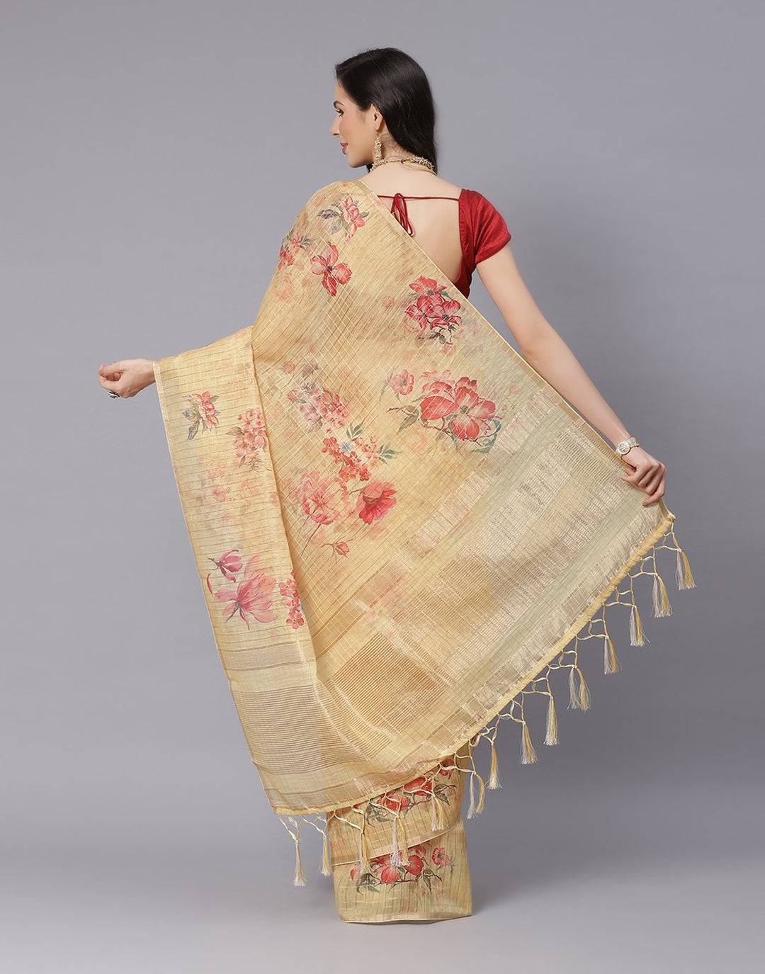 Digital Floral Linen Printed Saree