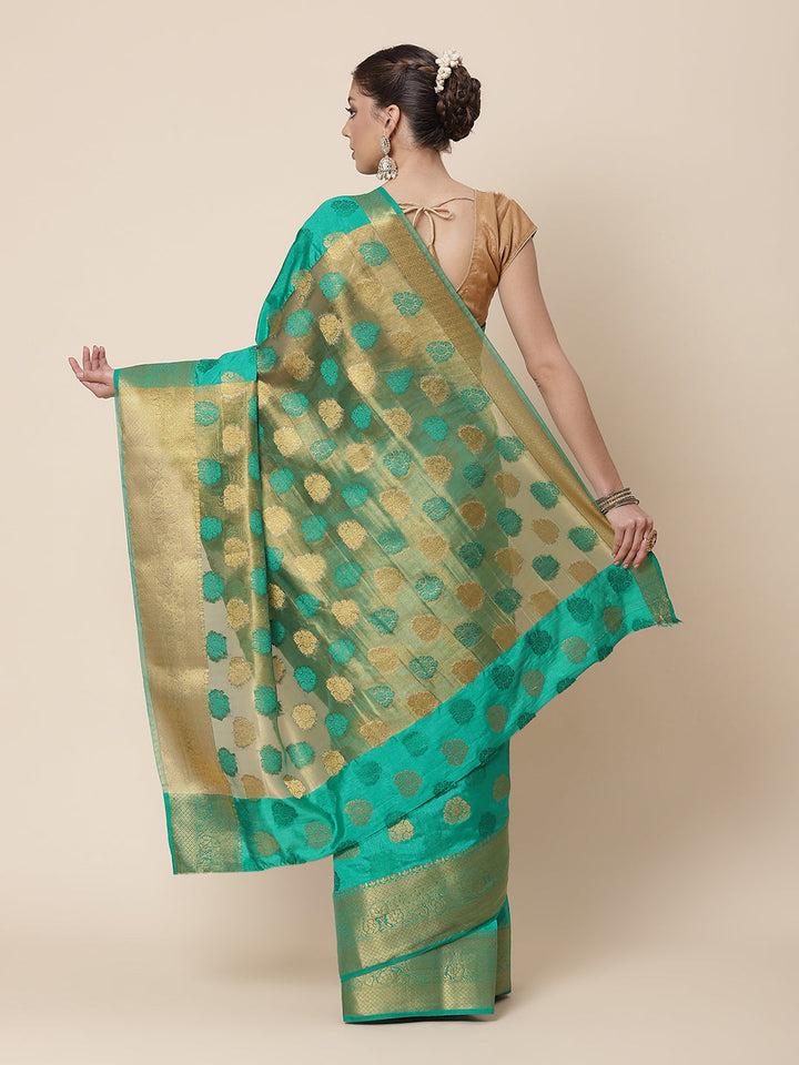 Zari Border Booti Art HAndloom Woven Saree