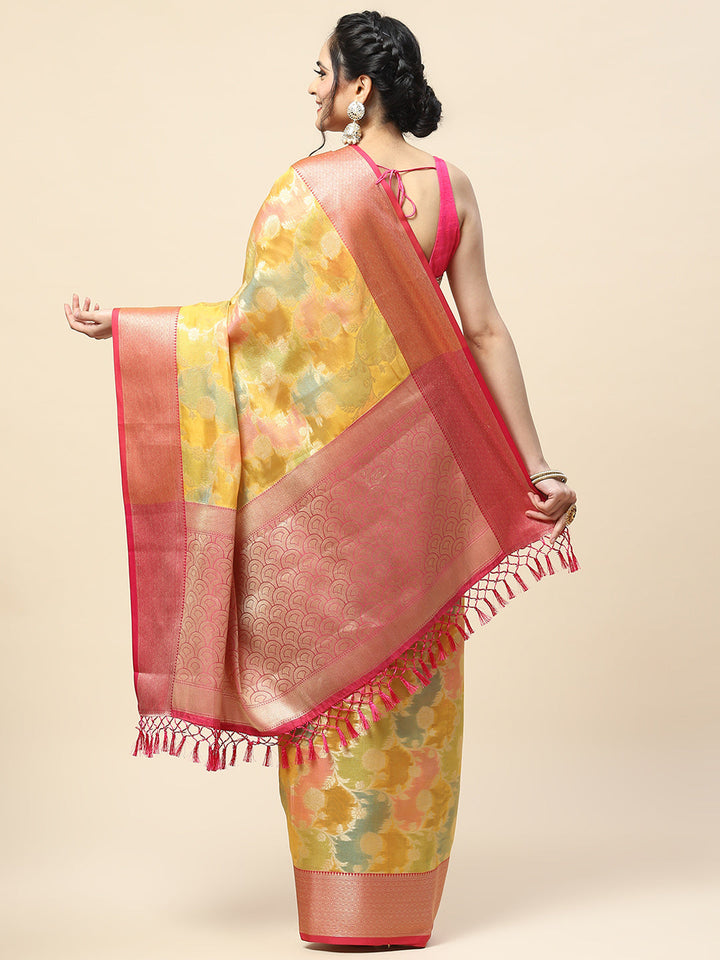 Floral Zari Jaal Cotton Woven Saree