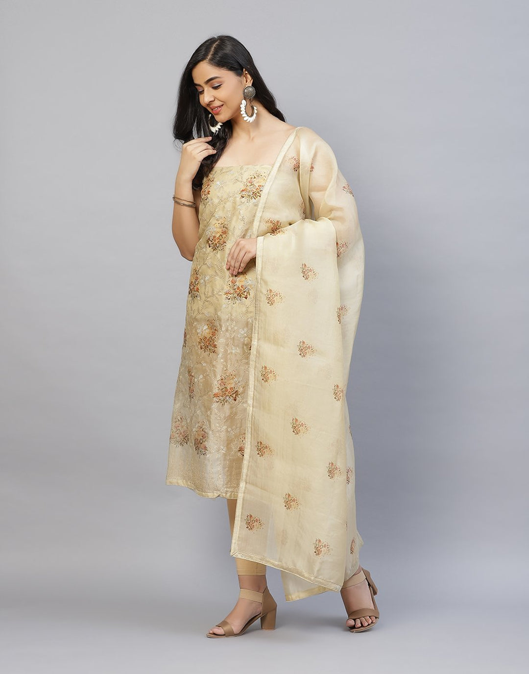 Printed Organza Kora Suit Piece