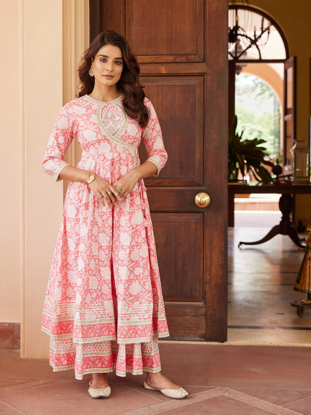 Floral Printed Double Layer Cotton Kurta