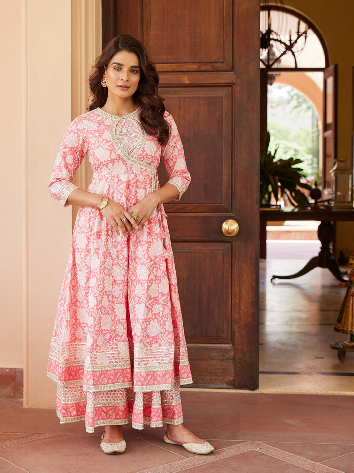 Floral Printed Double Layer Cotton Kurta