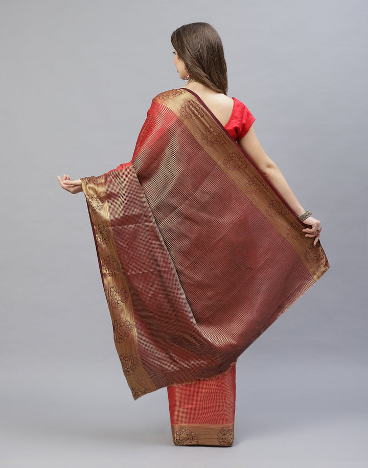 Jacquard Zari Border Art Handloom Woven Saree