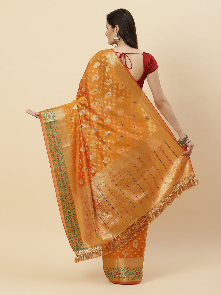 Zari Border Booti Cotton Woven Saree