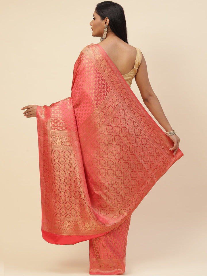 Brocade Zari Jaal Satin Woven Saree