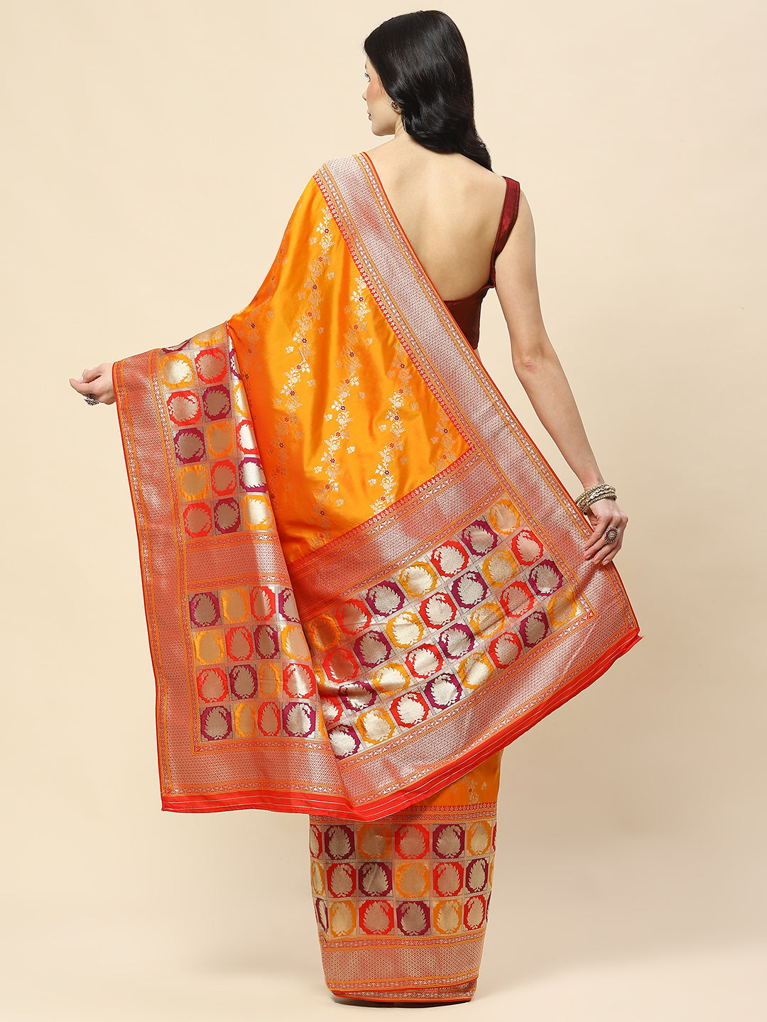 Zari Jaal Woven Art Silk Banarsi Saree