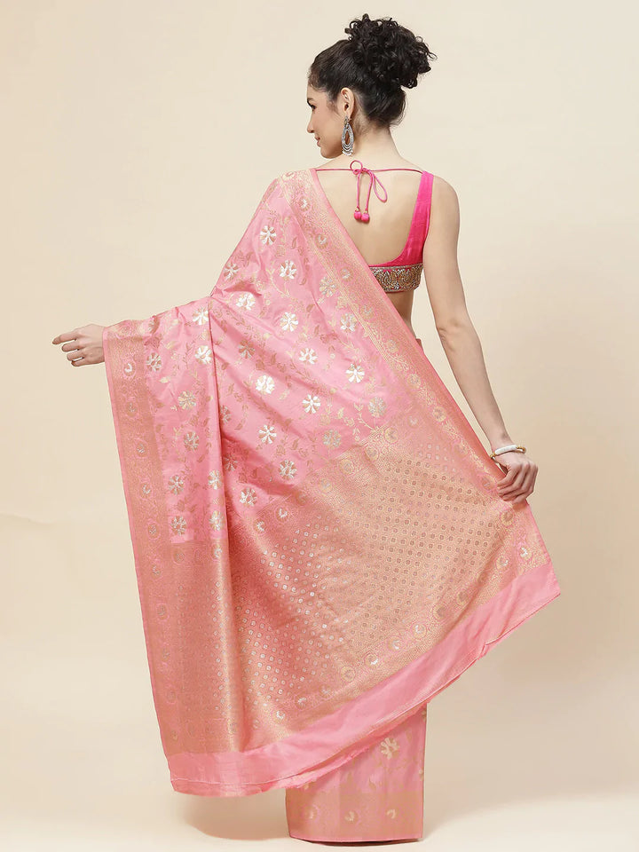 Floral Zari Border Handloom Woven Saree