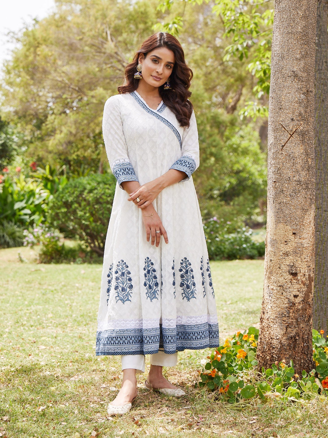 Floral Printed Cotton Anarkali Kurta