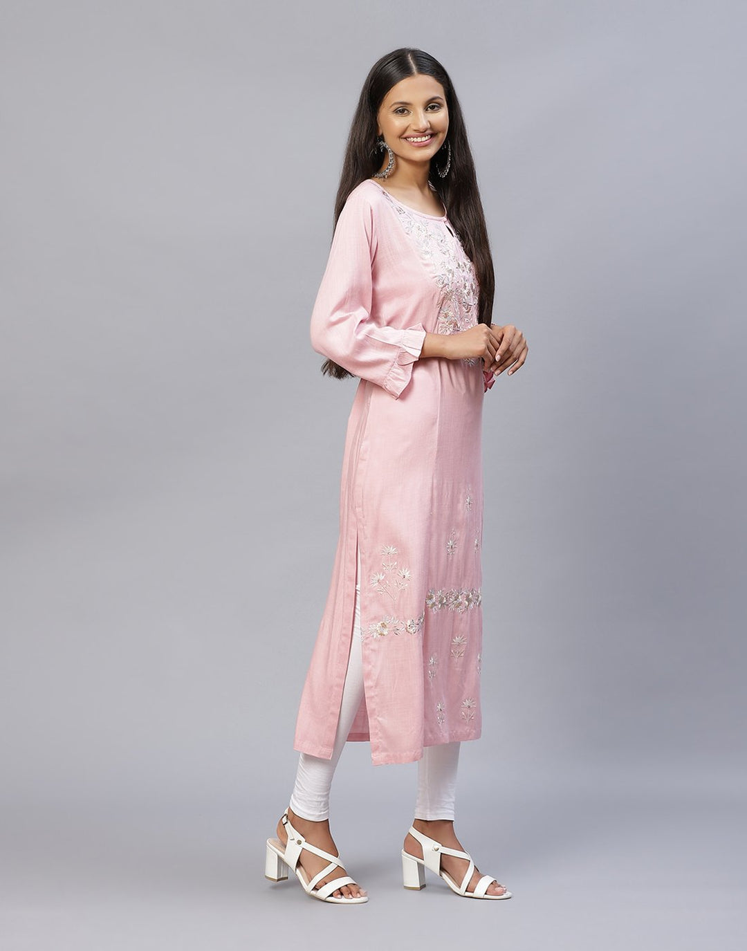Cotton Embroidered Plain Kurti
