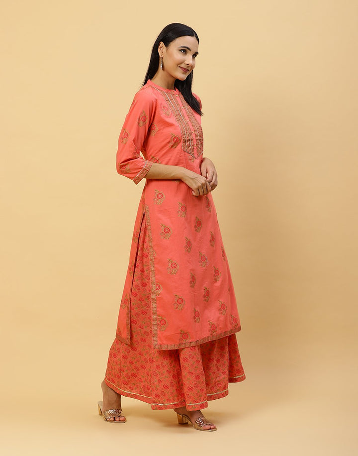 Printed Cotton Kurti With Plazzo