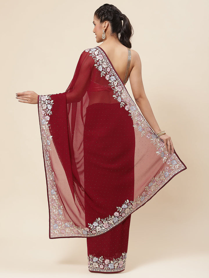 Floral Embroidered Georgette Saree