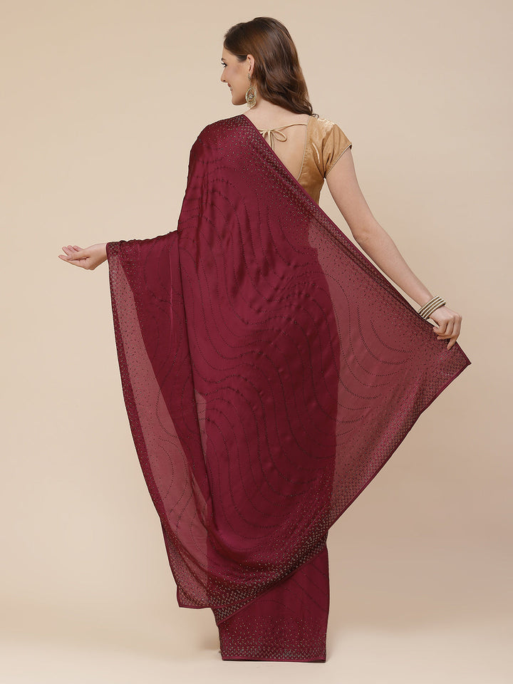 Stone Work Handloom Pure Satin Embroidered Saree