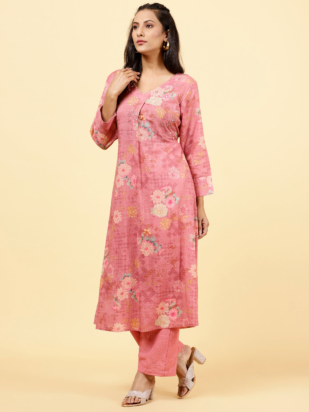 Printed Cotton Kurta With Pants