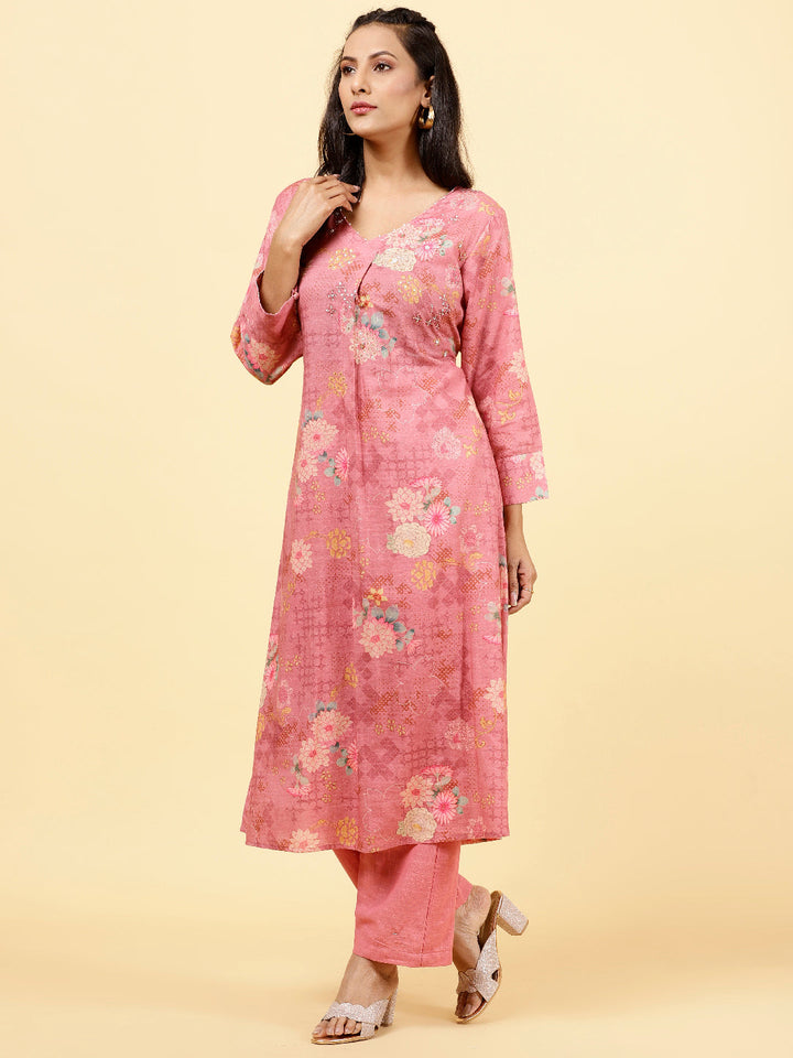 Printed Cotton Kurta With Pants