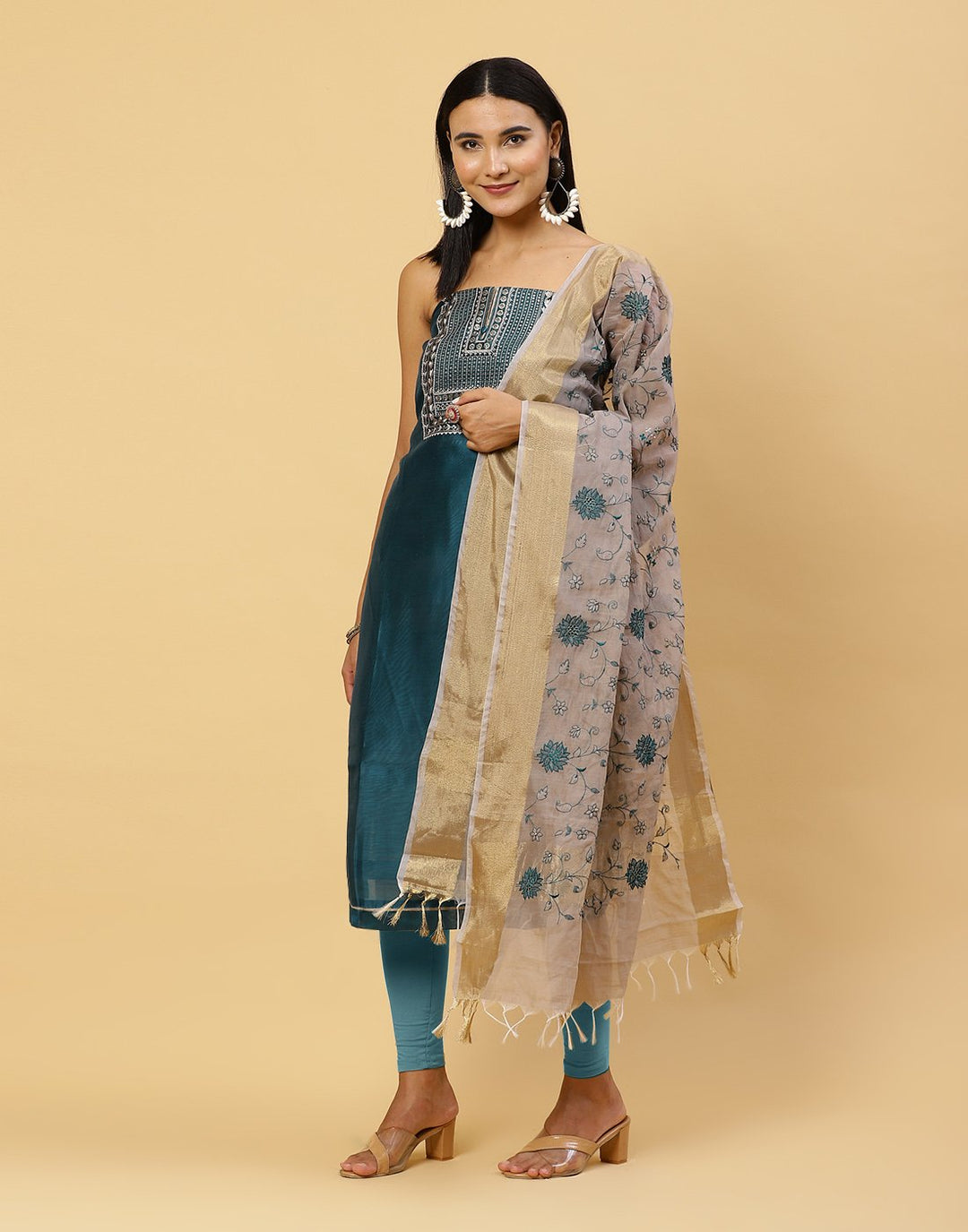 Embroidered Chanderi Suit Piece