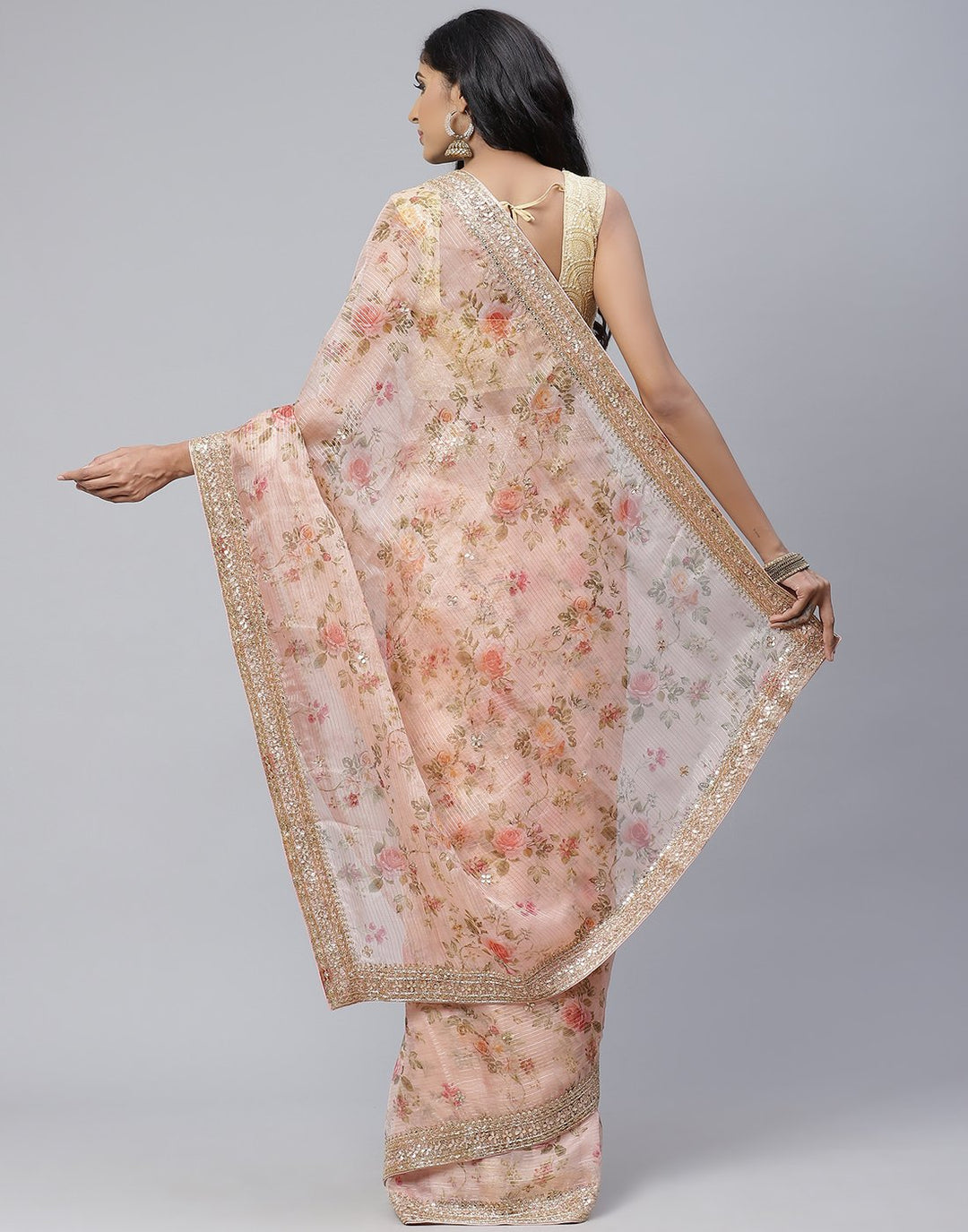 Digital Floral Printed Organza Saree
